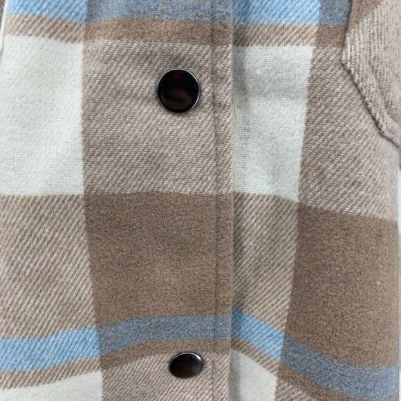 HFX Shirt Jacket Womens XXL 2XL Wool Blend Flannel Check Snap Button Shacket - Picture 4 of 16